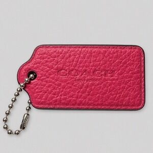 Coach Pink Pebbled Leather Bag Hangtag Replacement Charm Silver Ball Chain